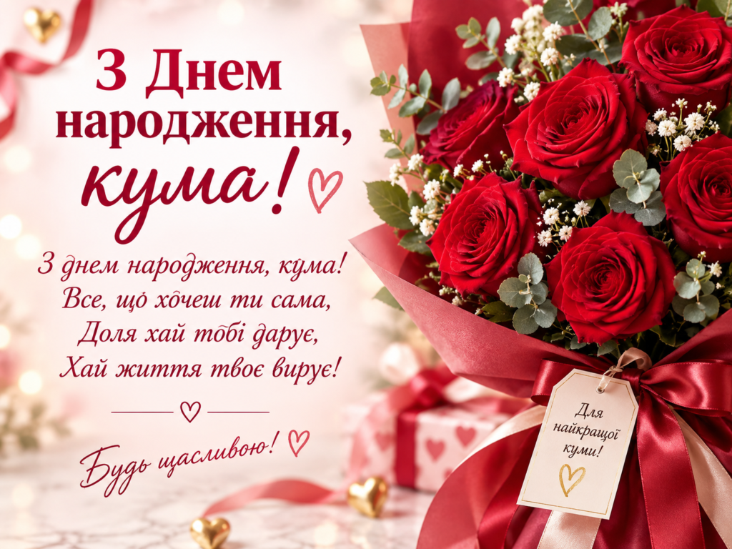 З днем народження кума своїми словами